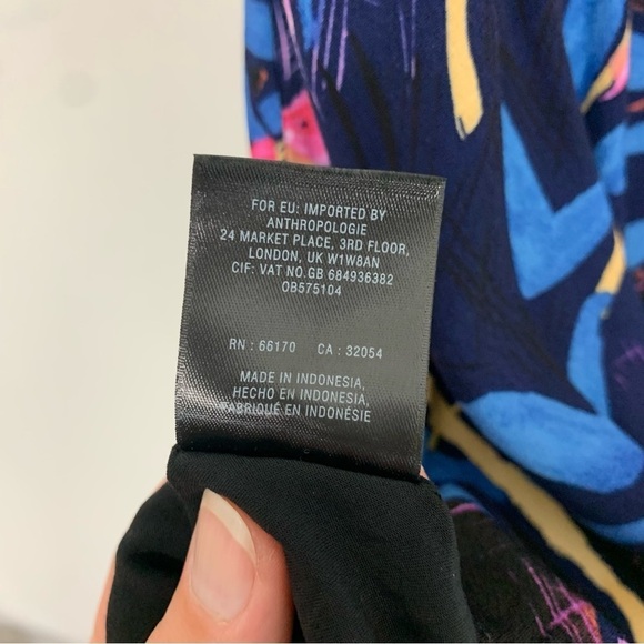 NWT Anthropologie Maeve Elia Cold Shoulder Dress Blue Tropical Floral Size 12 - Picture 12 of 14